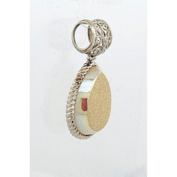 Estate Sterling Silver 925 Drusy Quartz Teardrop Pendant, 17.5g, No Chain - Picture 2 of 9